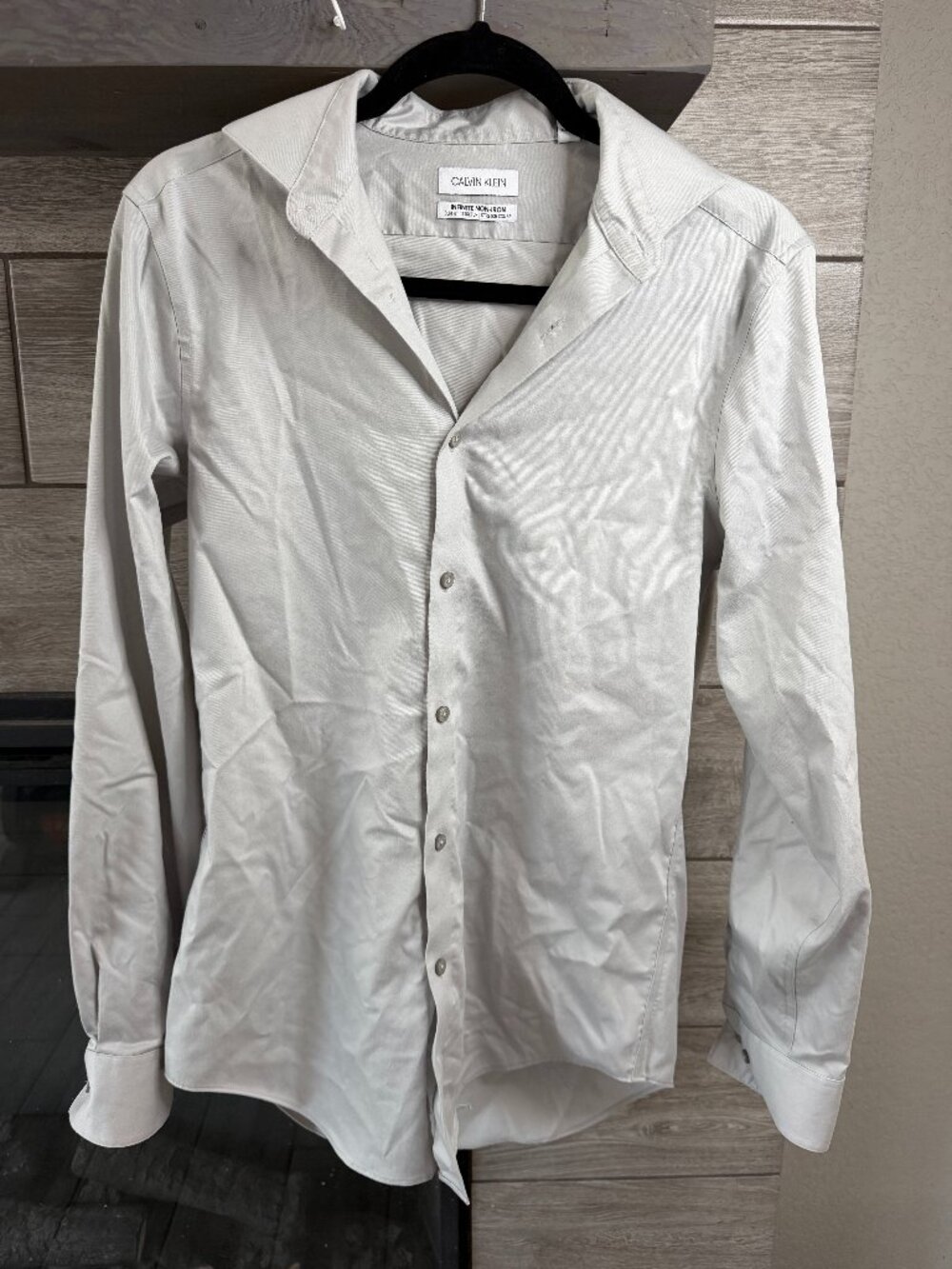 Calvin Klein White Infinite Non-Iron Slim Fit Dress Shirt Size Small